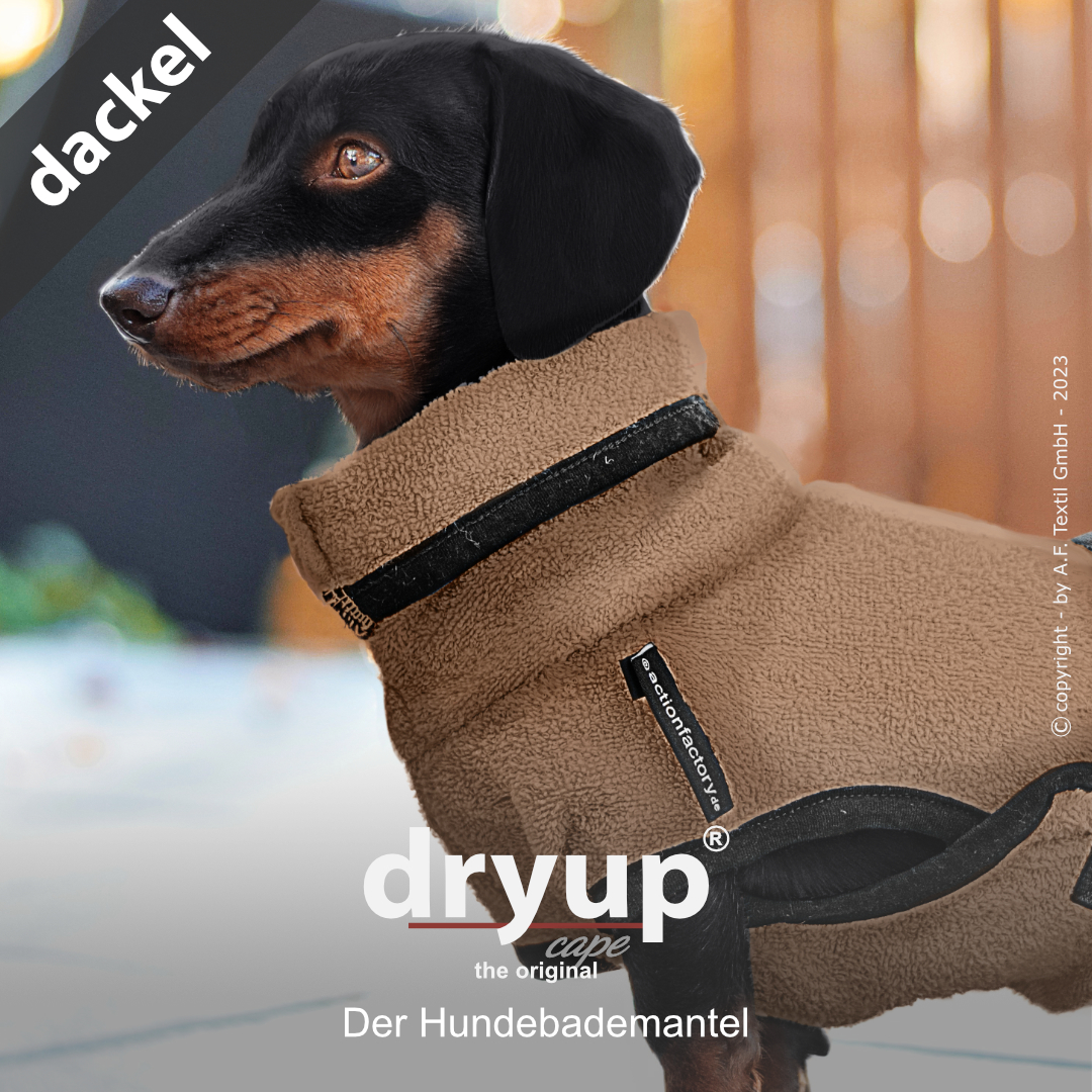 dryup® cape DACKEL COFFEE - Der original Hundebademantel