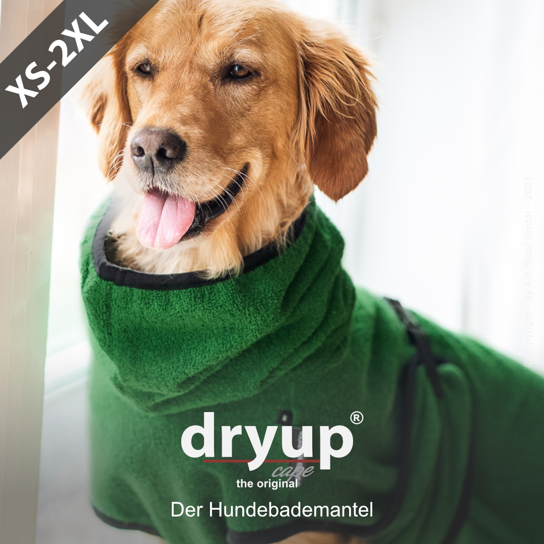 dryup® cape DARK GREEN - The original dog bathrobe